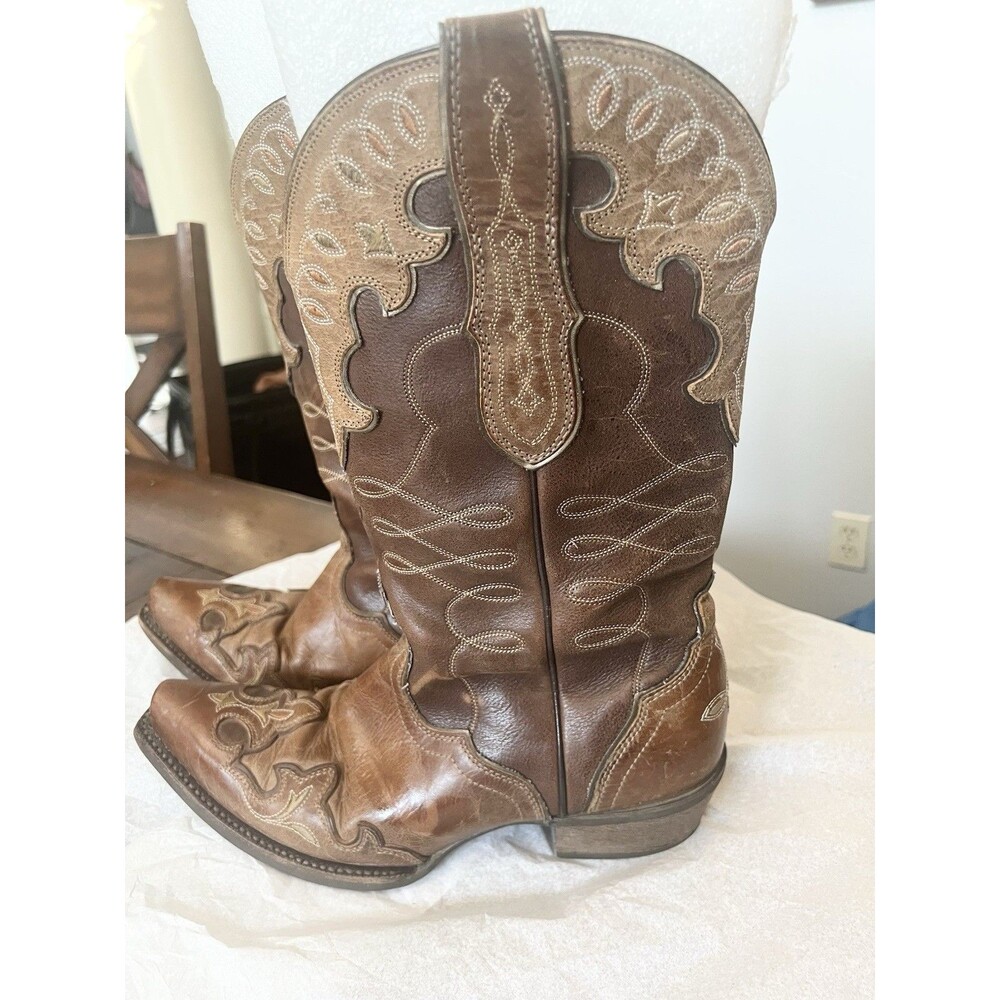 Ariat Zealous Overlay Snip Toe Decrative Western Cowboy Boots Size 10 40.5 Tan